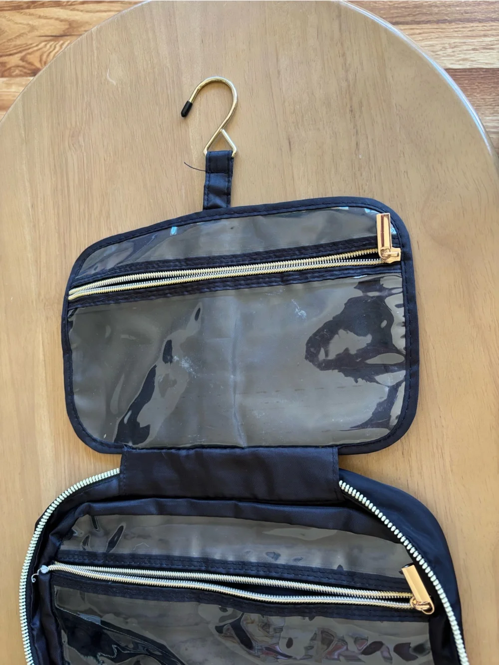 Aimee Kestenberg Black Quilted Cosmetic Carry Case/Travel Bag with Gold Hardware